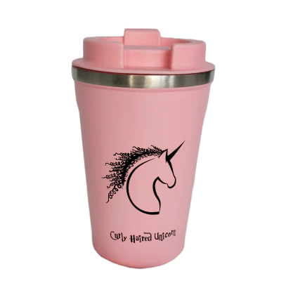 Curly Haired Unicorn Travel Coffee Mug