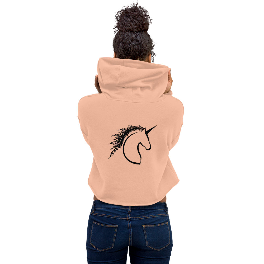 Curly Haired Unicorn Crop Hoodie