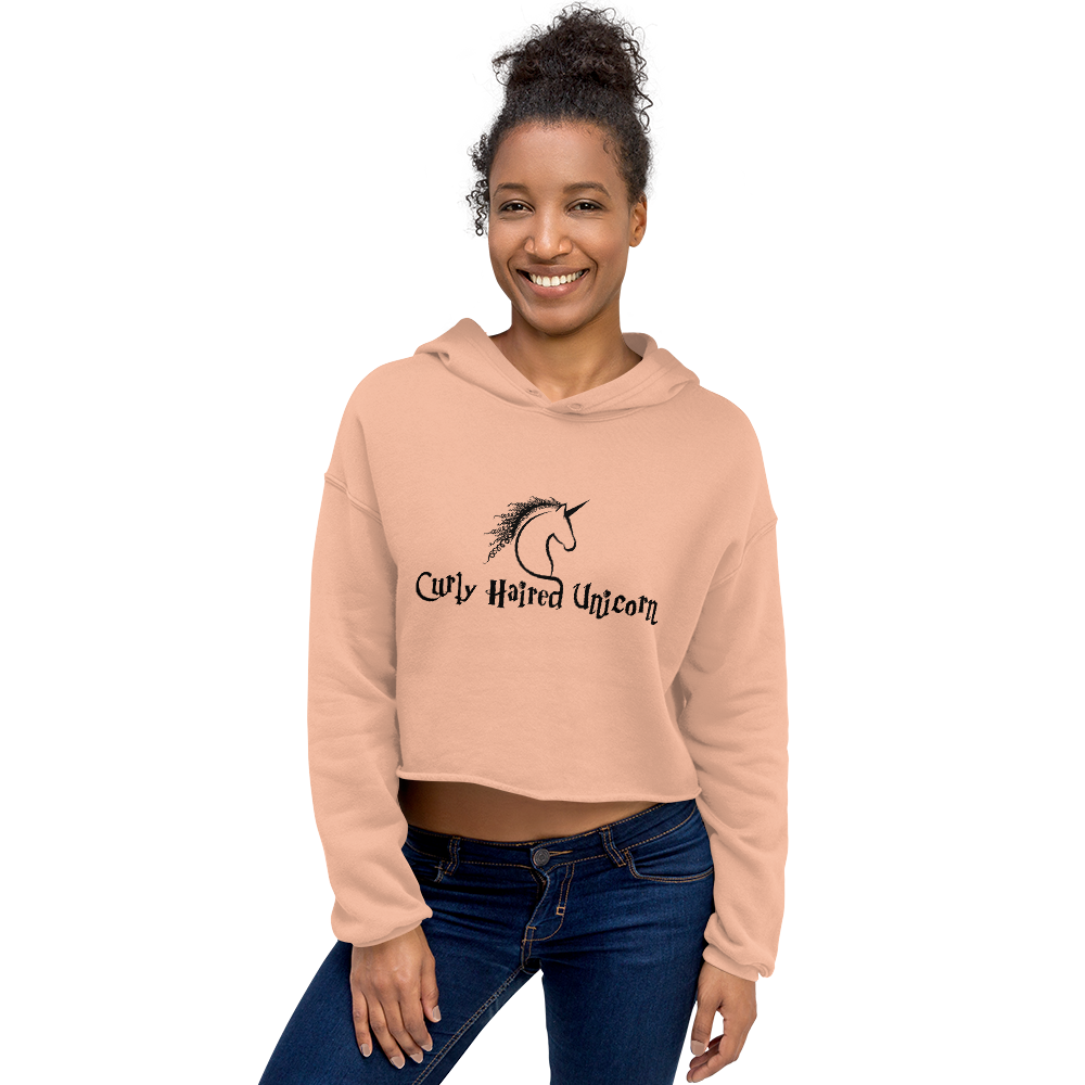 Curly Haired Unicorn Crop Hoodie
