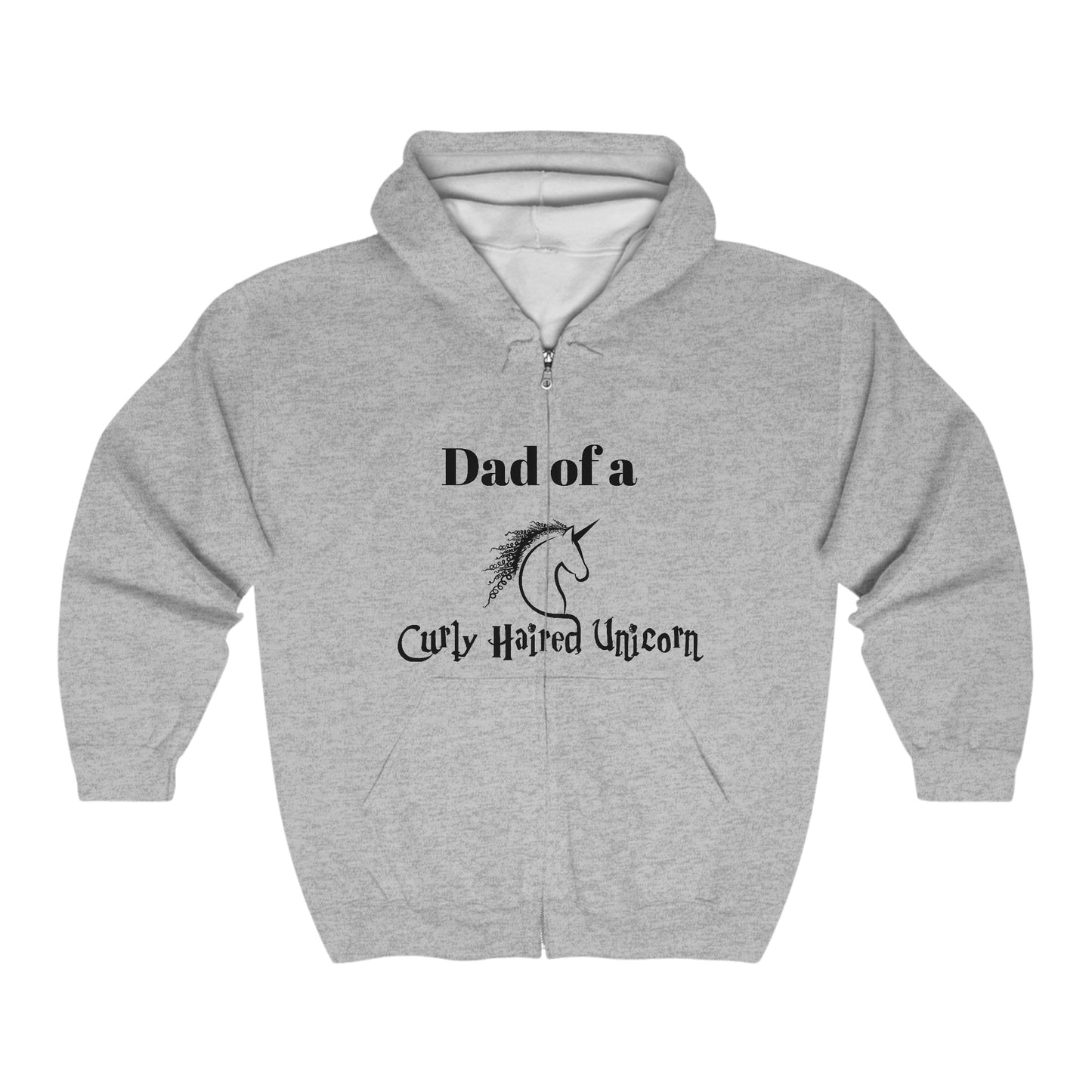 Dad of a Curly Haired Unicorn Hoodie -  Full Zip - Unisex Heavy Blend™ Hooded Sweatshirt