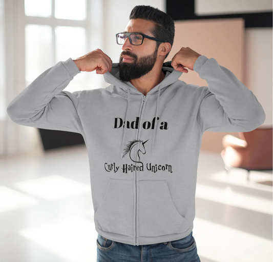 Dad of a Curly Haired Unicorn Hoodie -  Full Zip - Unisex Heavy Blend™ Hooded Sweatshirt